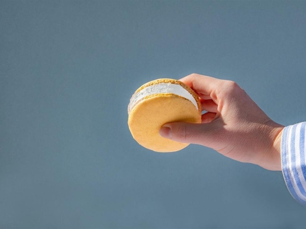 Mango-passie ijsmacaron